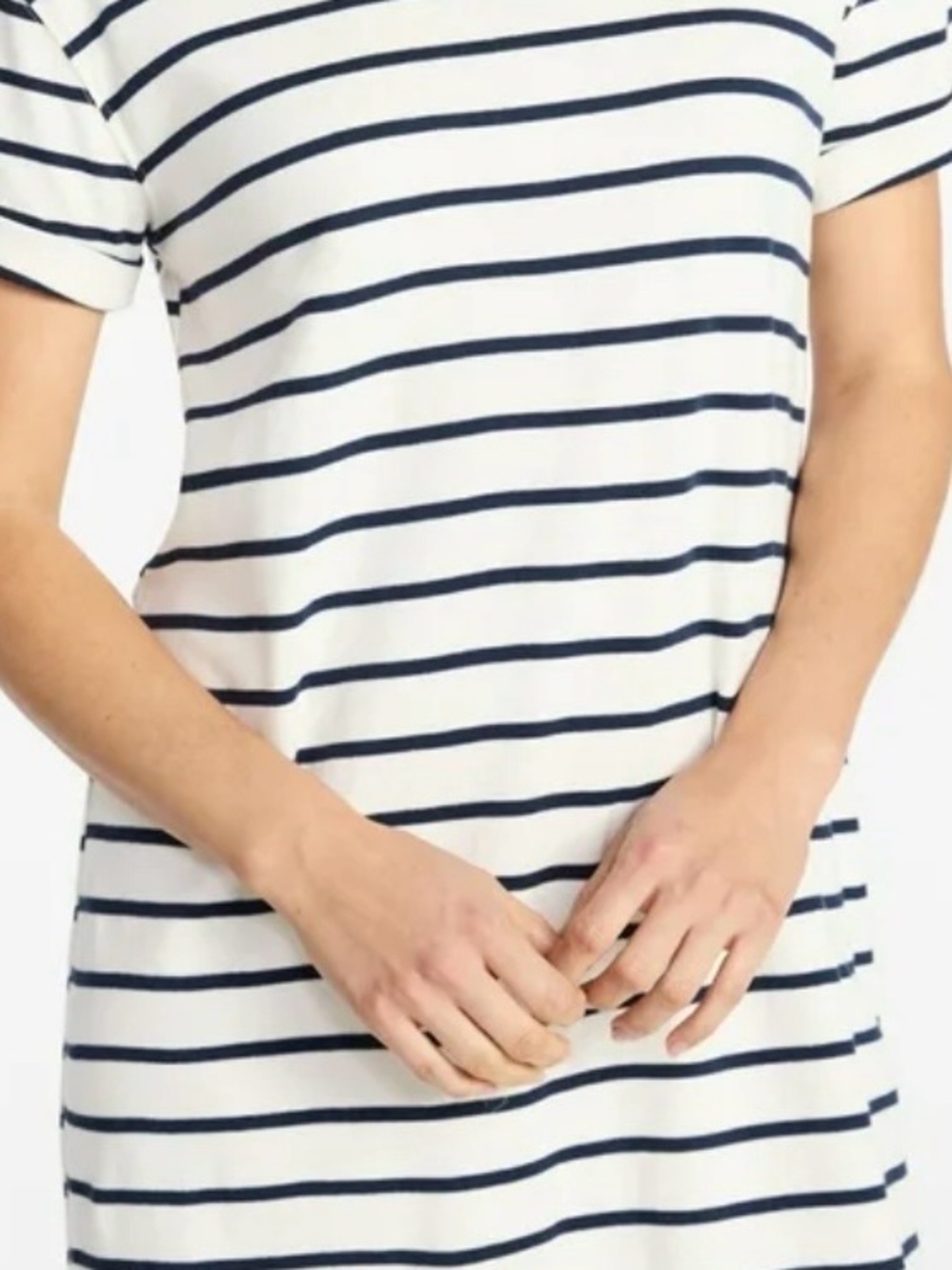 Timeless Striped Cotton Tee Dress - Navy & White
